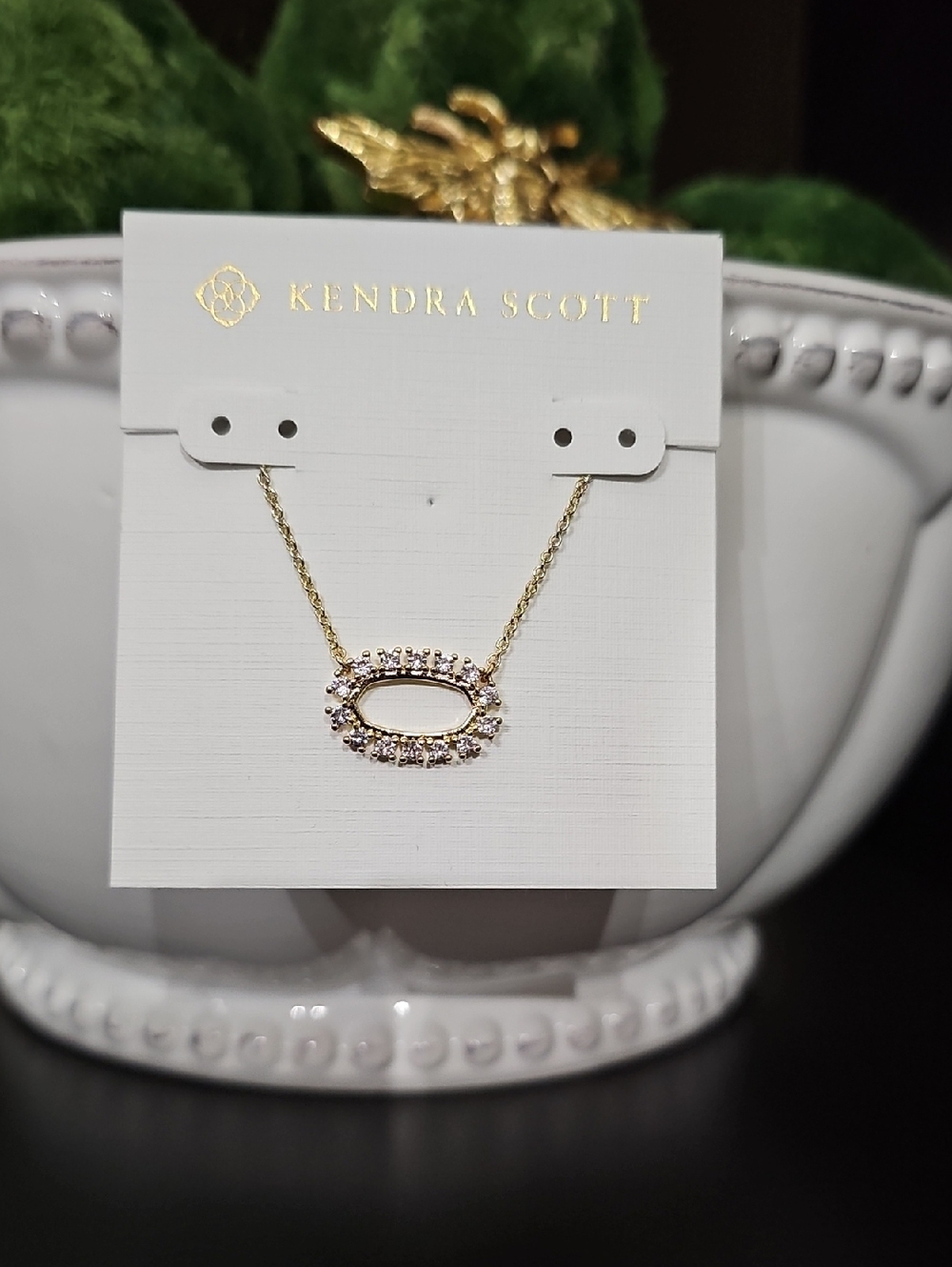 Kendra Scott Gold Tone Elisa Open Frame Crystal Pendant Necklace